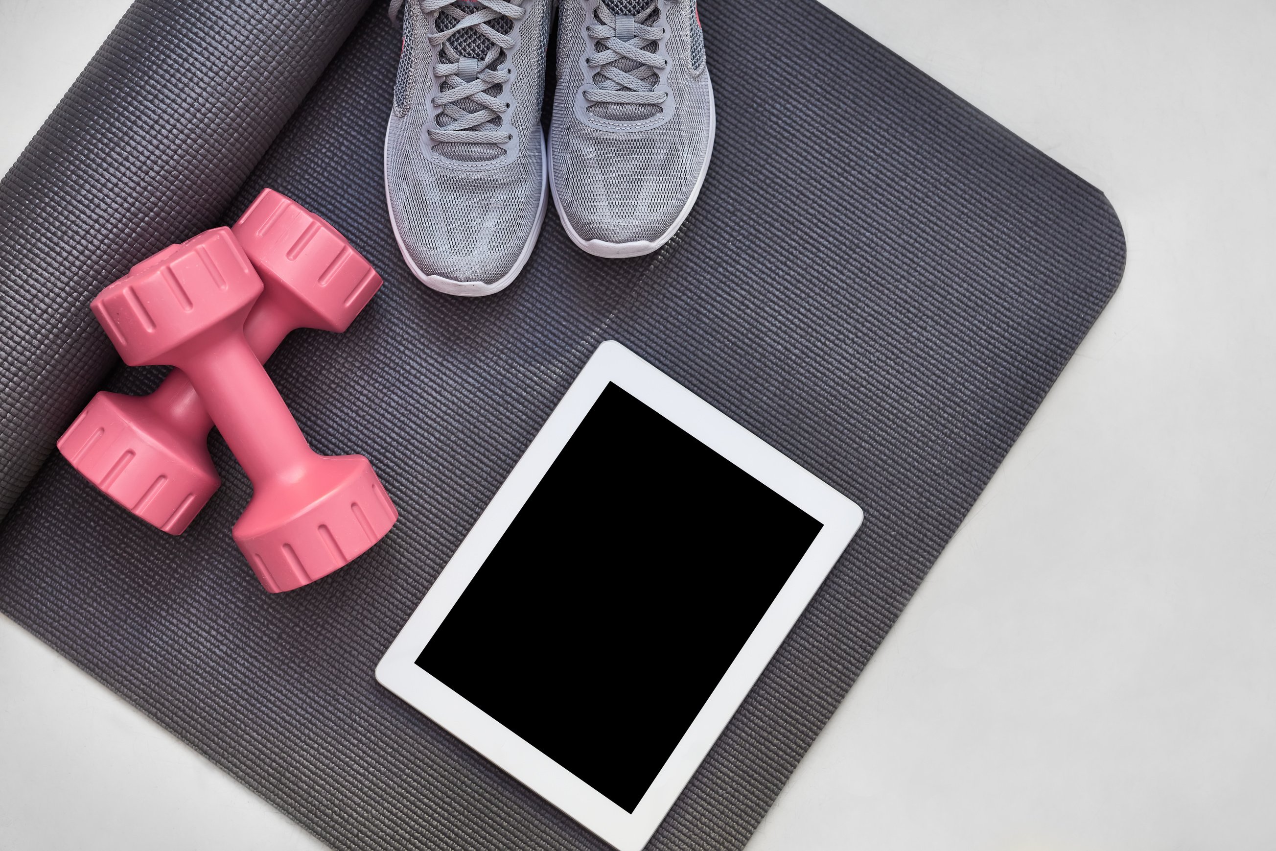 Blank Tablet and Fitness Equipment